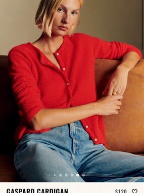 SEZANE Gaspard Red Button-Up Women's Cardigan Sweater - XXS